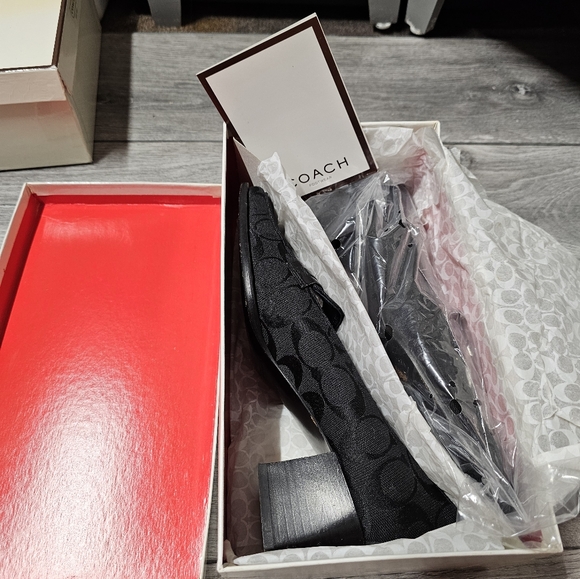 Coach Signature Logo Jamie Loafer Block Heel Womens Black Size 7.5 Vintage - Picture 8 of 12